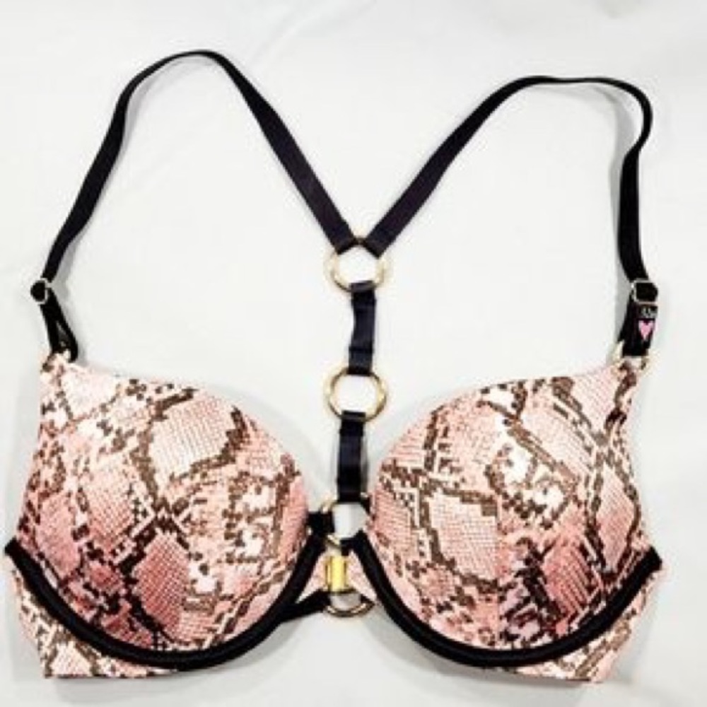 Victoria's Secret 34D push-up bra pink snake